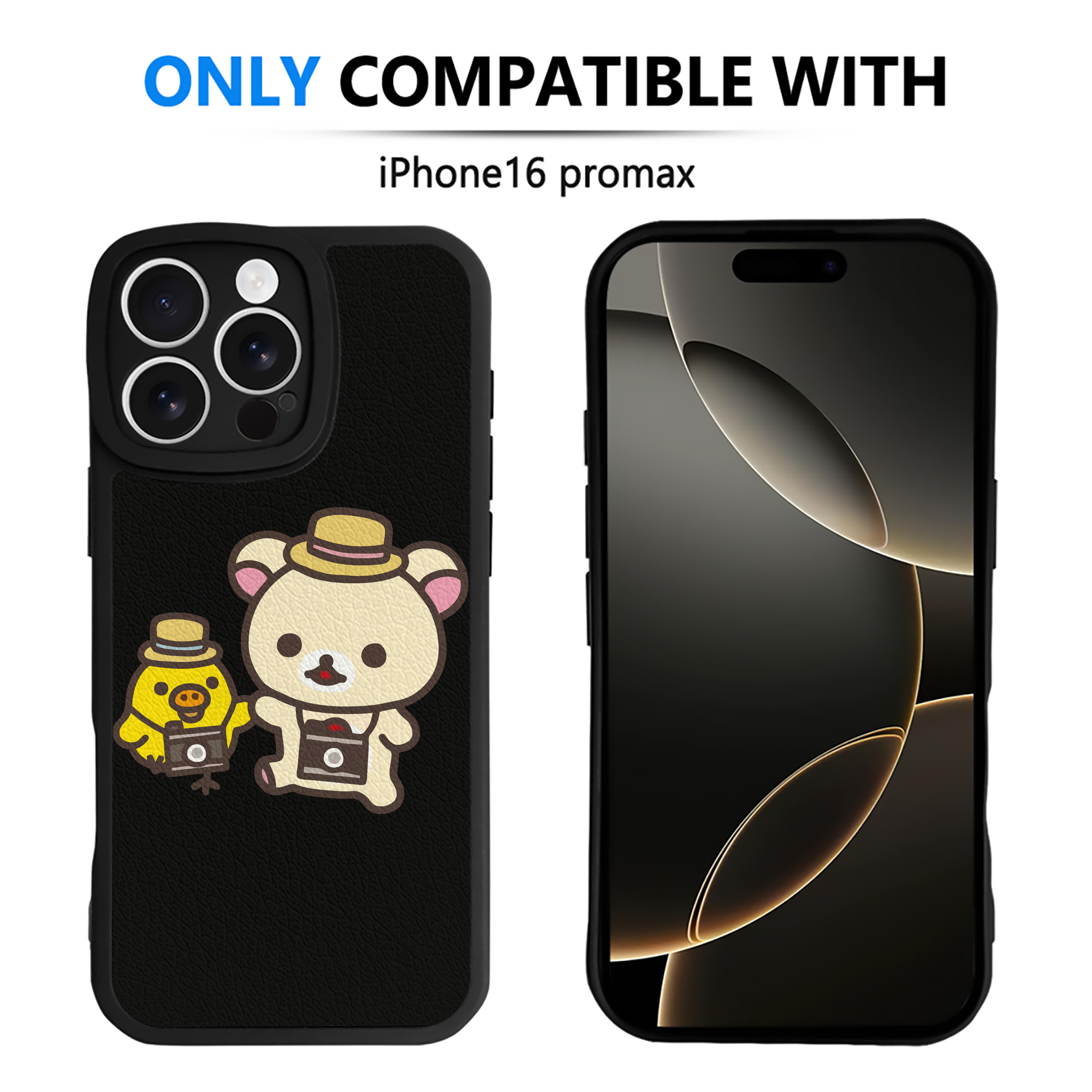 （画像用） リラックマ リラックマ キイロイトリ Rilakkuma Korilakkuma Kiiroitori 【iPhone 16シリーズ対応】シリコンスマホケース（レザー調） 材質：シリコン